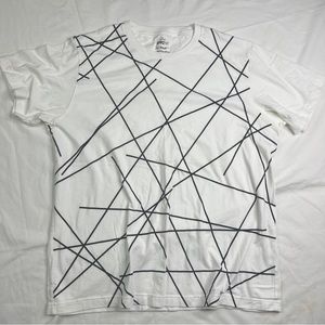 UNIQLO SPRZ NY WHITE XL cotton T SHIRT geometric print black color A050423